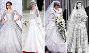 Meghan's coat and matching dress. Here S How Meghan Markle S Wedding Dress Compares To Princess Diana And Kate Middleton S Gowns Daily Mail Online