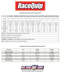 sizing chart racequip auto racing suits