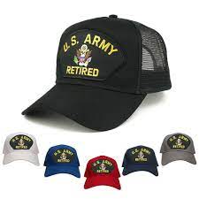 Us Army Retired Large Embroidered Iron On Patch Adjustable Mesh Trucker Cap Ebay Mesh Trucker Cap Trucker Cap Trucker
