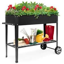 Find stylish outdoor patio furniture and lighting solutions perfect for your outdoor space. Best Choice Products Mobile Raised Ergonomic Metal Planter Garden Bed W Wheels Lower Shelf 38x16x32in Dark Gray Target