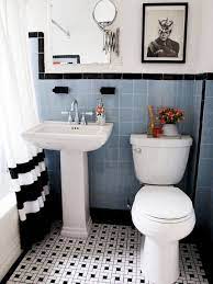 White subway tile without its just not the areas where water. 31 Retro Black White Bathroom Floor Tile Ideas And Pictures Vintage Bathroom Tile Black And White Bathroom Floor Blue Bathroom Tile