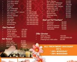 Kursi salon khusus pemanas rambut jika diperlukan hairdryer dipan tempat facial meja dan pancuran cuci rambut cermin besar troley peralatan salon lemari etalase kaca 3 unit 1 unit 3 unit 2 unit 2 unit 3 unit 1 unit 1 unit @ rp 2,500,000,@ rp 2.000.000,@ rp 250.000,@ rp contoh proposal spa. Contoh Iklan Spa Klinik Kecantikan Dan Salon Lilavanti S Salons Spa Kecantikan