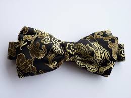 Black Gold Dragon Silk Pre Tied Bow Tie Pre Tied Bow Ties