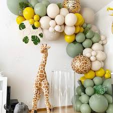 Giraffe print wrapping paper may be easier to find than decorations with giraffe print already on it. 100pcs Jungle Decoration Balloon Retro Green Animal Print Foil Balloon For Baby Shower Boy Birthday Party Decor Balloons 100days Ballons Accessories Aliexpress