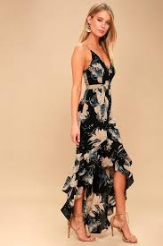 Darling Daylily Black Floral Print High Low Maxi Dress Casual Dresses For Women Floral Dress Casual High Low Maxi Dress
