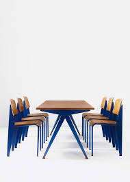 Jean Prouve Set Of Six Semi Metal Chairs And Compas Table From Electricite De France Marcoule Ca 19 Prouve Table Modern Interior Design Furniture Design