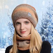 2 Pezzi Cappello Invernale Da Donna Berretto Lavorato a Maglia Con  Scaldacollo Cappelli Sciarpa Invernale Con Cappuccio Donna Set Di Accessori  Invernali In Lana Calda a Doppio Strato Per Donna Regalo :