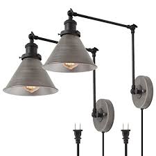 Beloved for their quick and easy installation, this category of wall lights needs no electrical wiring expertise. Buy Lnc Swing Arm Wall Lamp Modern Plug In Wall Sconce Hardwired Adjustable Farmhouse Wall Light Fixture Brushed Antique Silver 2 Pack Online In Indonesia B08gbxmqhy