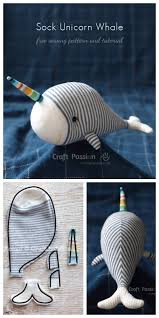 Diy Sock Unicorn Whale Free Sewing Pattern Tutorial Diy Sewing Gifts Diy Socks Sewing Patterns Free