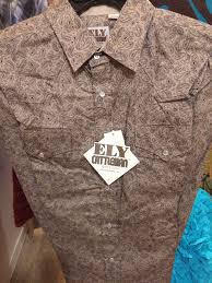 Ely Cattleman Mens Tan Paisley Premium 100 Cotton Shirt