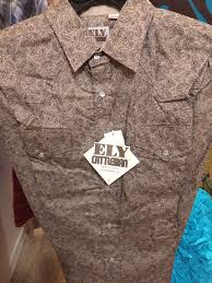 ely cattleman mens tan paisley premium 100 cotton shirt