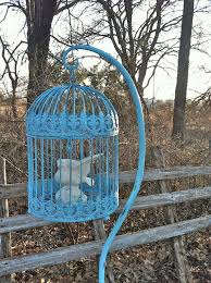 Aqua Bird Cage With Hanging Stand 5 Feet Tall Cottage Chic Etsy Hanging Bird Cage Vintage Bird Cage Bird Cage Stand