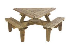 Triangle Picnic Table Picnic Table Modern Picnic Table Wooden Outdoor Table
