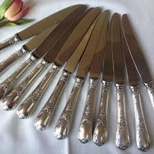 12 Couteaux En Metal Argente Christofle Modele Marly Etsy Christofle Metal Silver Plate