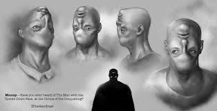 Skisser av Manny, även känd som mannen med det upp-och-ner-vända ansiktet från  Herman Fullers Circus of the Disquieting, vad tycker du om designen? Vilka  är dina favoritkaraktärer från Dread & Circuses Hub? :