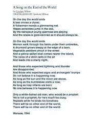 A Song On The End Of The World By Czeslaw Milosz Poetry Foundation Poetic Words Poetic Quote