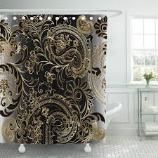 Shop for shower curtains in bath. Pknmt Paisleys Floral Royal Elegant Vintage Beautiful Modern 3d Gold Polyester Shower Curtain 60x72 Inches Walmart Com Walmart Com
