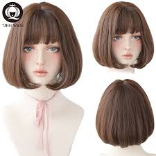 This list of short hair with bangs ideas include boyish pixie cuts, modern hairstyles with bangs, straight bangs with short hair, and many others! 7jhh Wigs Lolita Wig With Bangs For Women Omber Blonde Brown Black Straight Short Hair Star Hairstyle Party Cosplay Bob Wig Aliexpress