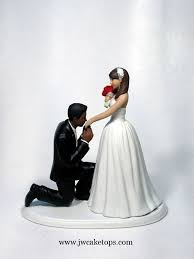 Will You Marry Me Light Brown Bride Dark Brown Groom Interracial Wedding Cake Toppers Interracial Wedding Wedding Cake Toppers