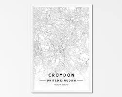 Croydon Map Print Custom Map Print Croydon London Map Etsy Map Print London Map Custom Map