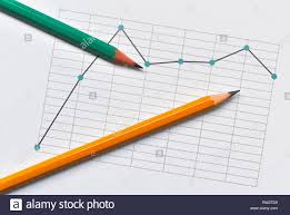 Broken Line Chart Representing The Data And Two Pencils On