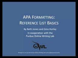 Welcome to the purdue owlthis page is brought to you by the owl at purdue (). Purdue Owl Apa Formatting Reference List Basics Youtube