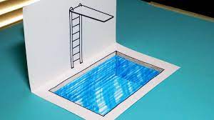 You can draw the pictures of a person diving and swimming according to your own imagination. How To Draw A 3d Swimming Pool Diving Board Trick Art For Kids Youtube