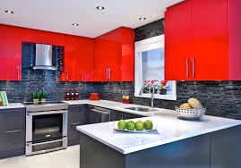 • traditional paneled cabinets give your kitchen a tailored look • cabinets ship next day. 75 Beautiful Kitchen With Red Cabinets And Black Backsplash Pictures Ideas July 2021 Houzz