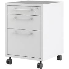 1 x filing cabinet our file cabinet keeps office supplies organized and files away important documents for a compact storage solution. Tvilum Pierce 3 Drawer Mobile File Cabinet With Lock In White 8041849