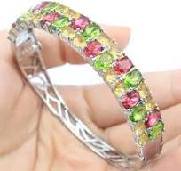 65x12mm Red Ruby Green Tsavorite Garnet Swiss Blue Topaz Kunzite Women  Silver Bangle Bracelet 7.5inch - AliExpress 36