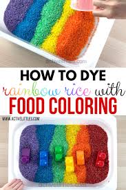 How To Dye Rainbow Rice Using Food Coloring For Sensory Play Active Littles Rainbow Rice Sensory Sensory Play