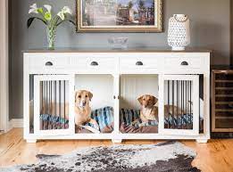 Custom Hardwood Double Dog Kennel Furniture With Drawers Etsy Dogcratelocks Diy Dog Kennel Diy Dog Crate Dog Kennel Furniture