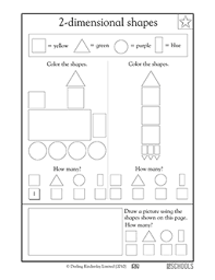 This coloring math worksheet gives your child practice finding 1 more and 1 less than numbers up to 20. Coloring Shapes 1st Grade Kindergarten Math Worksheet Greatschools