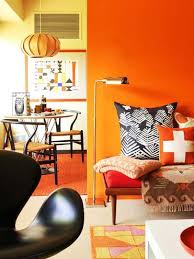 Halloween Hues Black And Orange Interiors Living Room Orange Orange Rooms Warm Color Schemes