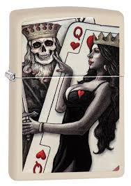 Skull King Queen Beauty Zippo Lighter Queen Of Hearts Card Zippo Lighter Skull