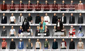 Note that in order to unlock the chameleon challenge you must wear all these outfits. 43 Suits Now R Hitman