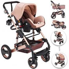 Vevor 3 In 1 Foldable Luxury Baby Stroller Travel System With Anti Shock Springs Newborn Baby Pushchair Adjustable High View Pram Travel System Infant Carriage Baby Strollers Baby Strollers Travel System Travel Stroller
