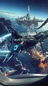 Tap And Get The Free App For Geeks Fantasy Spaceship Blue Space Floating City Fantastic Planet Ama Cellphone Wallpaper Sci Fi Wallpaper Samsung Wallpaper Hd