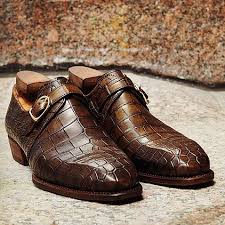 Alligator Leather Single Monk Strap Dress Shoes Oxford Formal Business Shoes Monk Strap Dress Shoes Monk Strap Shoes Business Shoes