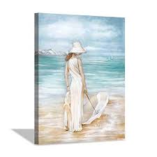 Design your everyday with coastal art prints you will love. Abstract Beach Artwork Ocean Picture Modern Women With Umbrella Sea Print Coastal Wall Art On Canvas For Bedroom 24 X Buy Online In Antigua And Barbuda At Antigua Desertcart Com Productid 176816581