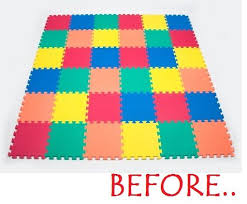 How To Paint Foam Mats I Like The Chevron Pattern But Would Number The Backs Of The Matts Because Good Luck Getting That Painted Rug Play Mat Foam Flooring