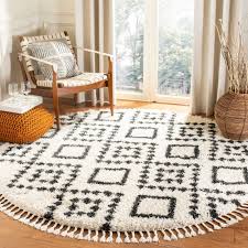 6' x 8' vegetable dyed rug soft color muted beige color cream background rug. Safavieh Moroccan Fringe Shag Geometric Rug 6 7 X 6 7 Round Cream Ivory 6 7 X 6 7 Round Round Rug Living Room Rugs In Living Room Black Area Rugs
