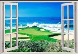 5d Diamond Painting Open Window To Beach Golf Course Kit Diamond Painting 5d Diamond Painting Open Window