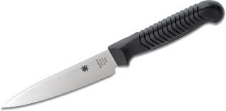 Spyderco's standard sleeve box is used for the spydiechef. Spyderco Kitchen Utility Knife 4 5 Plain Blade Black Polypropylene Handle Knifecenter K05pbk