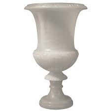 It features a transitional style combination of a white linen colored base with a metal motif finished in antique gold. Alabaster Urn Lamp Nicholas Haslam