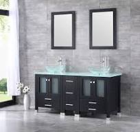 60” Black Bathroom Vanity and Sink Combo Double Wood Cabinet Vessel Sink