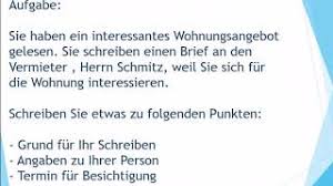 Damit sie sich etwas unter dem anschreiben vorstellen können, haben wir jetzt noch ein muster für sie, an dem sie sich gerne orientieren können. Neue Wohnung Mieten Brief Schreiben Zur Prufung B1 Youtube