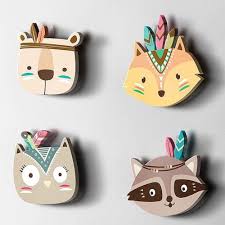 Boho Tribal Wooden Animals Wall Art Animal Room Baby Girl Room Decor Wood Wall Decor