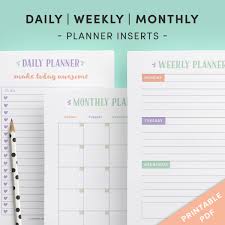 Printable Month At A Glance Planner Insert Daily Planner Pages Planner Inserts Daily Planner Printable
