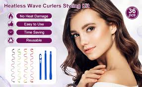 Amazon.com : 36pcs Heatless Hair Curlers Wave Formers 22inch/ 55cm No Heat  Hair Rollers Bech Wave Curls for Long Medium Hair : Beauty & Personal Care